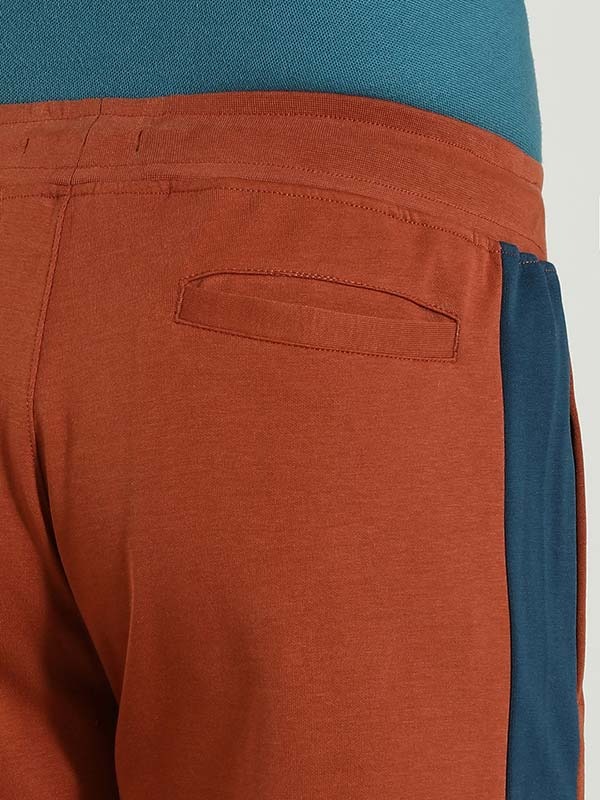Indian Terrain Men's Regular Fit Color Block Brown Shorts